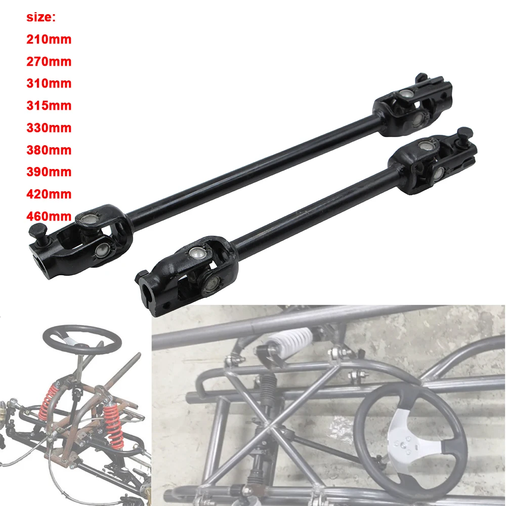 30T-14MM Steering Shaft Double U Joint Steering Column Link 210-460mm Suitable for Go Kart ATV Off-Road Quad