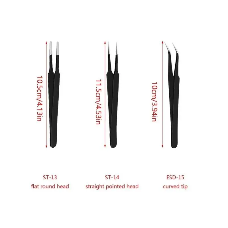 مجموعة ملاقط من الفولاذ المقاوم للصدأ عالية الجودة R9UF مع أدوات أساسية مضادة للكهرباء الساكنة لإصلاح الهاتف لصيانة الدوائر #5