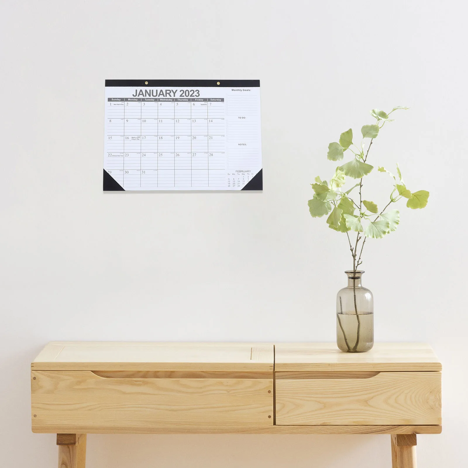 

1pc Paper Wall Calendar 2023 Simple Office Calendar Notepad Memo Spaces English Edition 2023-2024 Home Decor Study Bedroom