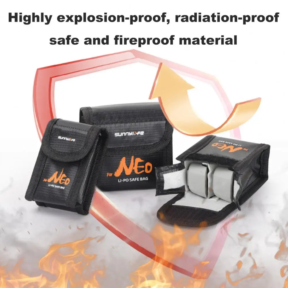 Battery Explosion-proof Bag Proof Battery Organizer Pouch with Fastener Tape for Safe Storage of Batteries Explosion-proof Bag