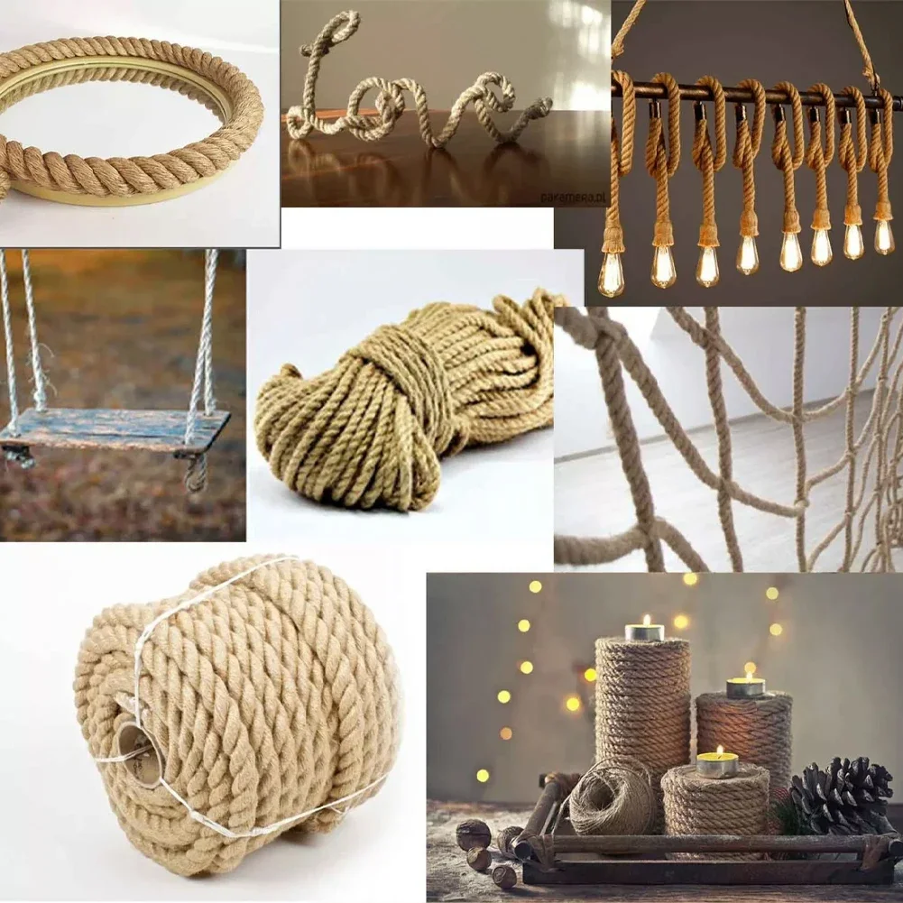 1 rolka 10M naturalna lina jutowa DIY 12mm lina jutowa klasyczne liny w kolorze brązowym do pakowania/rękodzieła/dekoracji/wiązania/ogrardenowania
