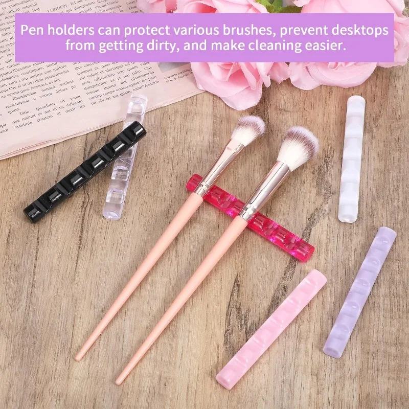 1 Pcs 5 Grids Acrylic Clear Nail Brush Shelf Portable Mini Painting Pen Rest Holder Stand Colorful UV Gel Brush Display Holder