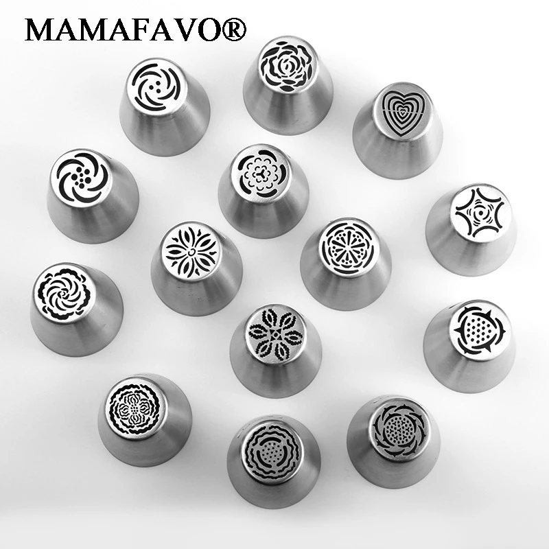 14 styles Russian Icing Piping Nozzles Cake Decorating Sugarcraft Pastry Christmas Cake Tools Rose Flower Cream Pastry Tips M360