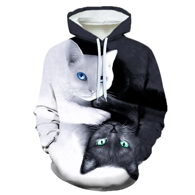 New Men's Hoodie 3D Pet Cat Print Graphic Pullover New Couple Sweatshirt Casual Fashion Women's Street Plus Size Sudaderas