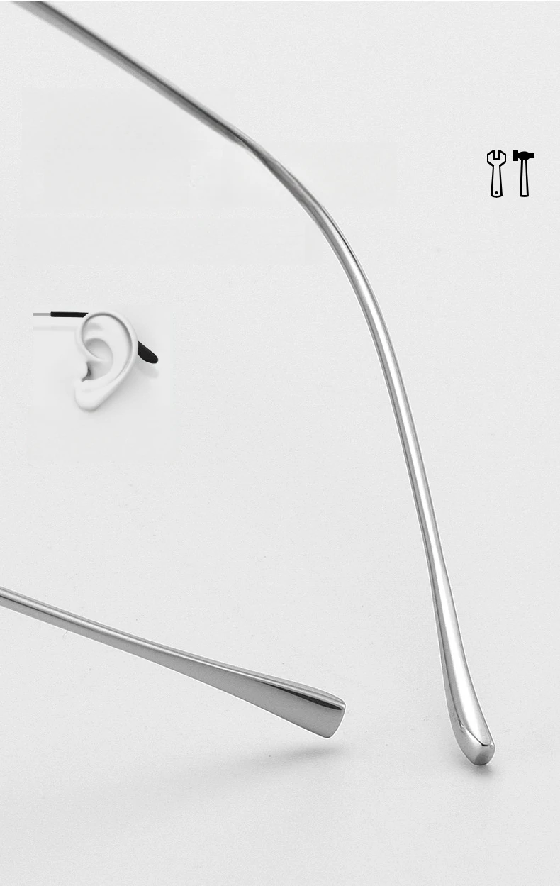 YIMARUILI Mode-Business Ultra-licht Reinem Titan Brillen Frauen Retro Quadrat Optische Verordnung Randlose Brille Rahmen Männer – Detail 5