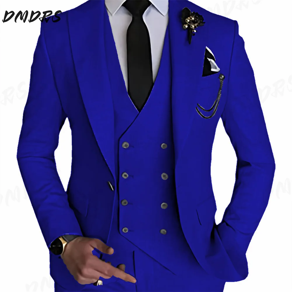 

Elegant Blazers Shawl Collar Luxury Jacket Pants Vest Formal Coat Skinny Dress High Quality Men Suit Wedding 3 Pieces Set