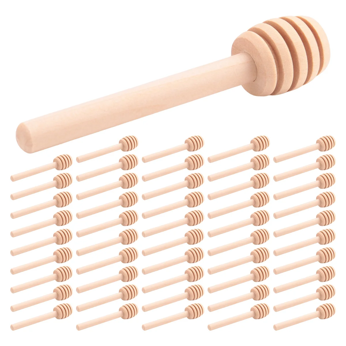 50 Pack of Mini 3 Inch Wood Honey Dipper Sticks, Individually Wrapped, Server for Honey Jar Dispenser Drizzled Honey, Wedding