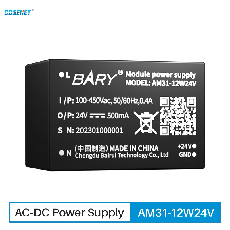 

AC-DC понижающий преобразователь питания, модуль AM31-12W24V, защита от короткого замыкания, выход 24 В, 450 мА, входное напряжение 85 ~ в, CDSENT