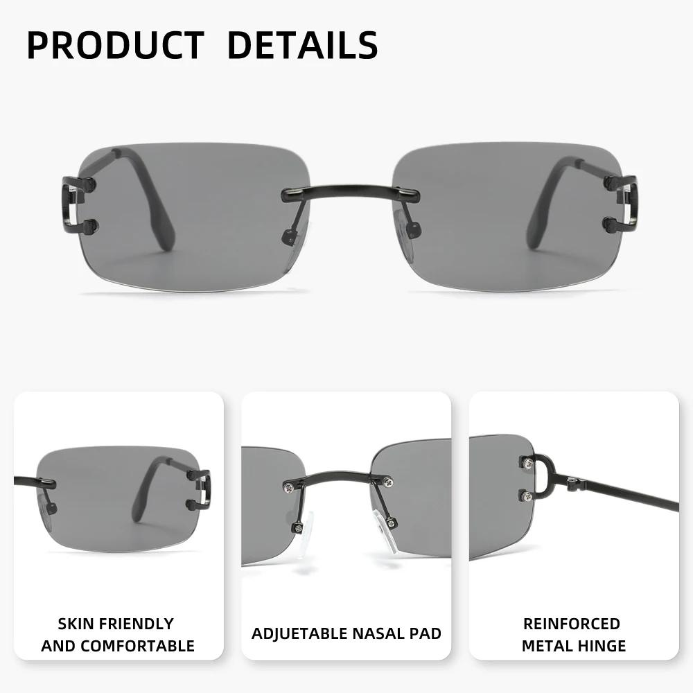 Boundless Sonnenbrille mit kleinem rechteckigem Rahmen, Retro-Modedesign, UV400-Sonnenbrille, Damen-Fahrbrille, Freizeitbrille – Detail 1