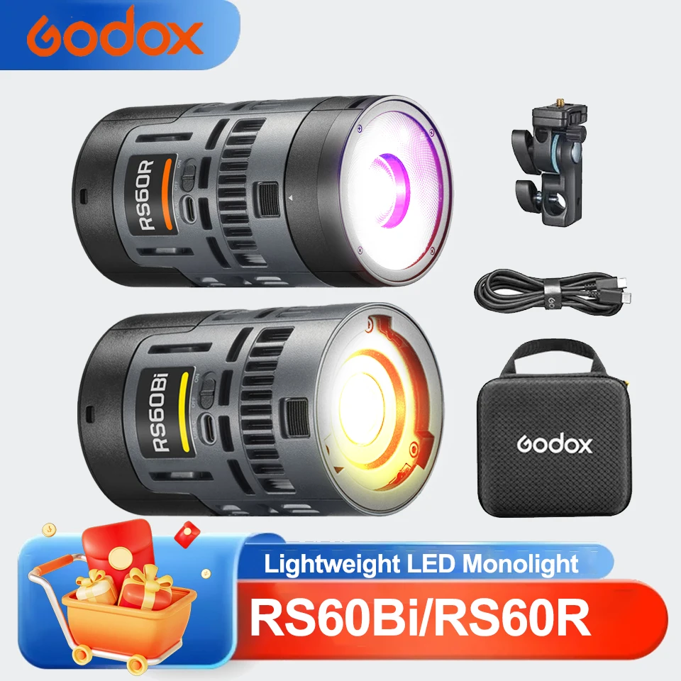 

Godox RS60R RS60Bi 60w LED Video Light Lightweight Photography Light for Outdoor Studio Live Streaming Shooting