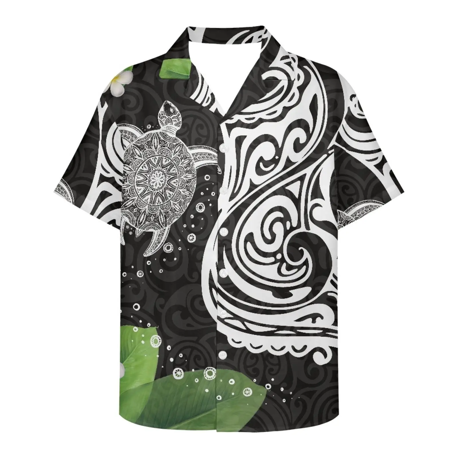 Turtle Indian Print Men's Shirt Summer Anime Vintage Lapel Hawaiian Beach Shirt Men's Casual Single Breasted Short Sleeve Top