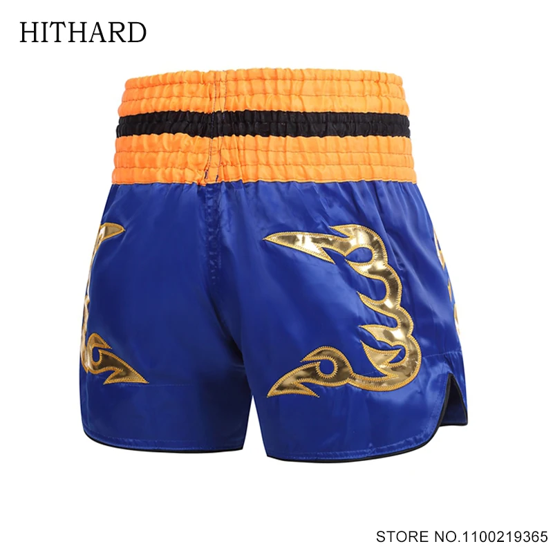 الملاكمة التايلاندية السراويل الكلاسيكية الرجعية ركلة الملاكمة سروال التدريب الرجال النساء الاطفال صبي فتاة التايلاندية التطريز كيك بوكسينغ قفص القتال قصيرة