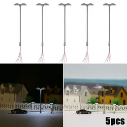 5pcs Model Railway Lights Lattice Mast Light Track 1: 200-220 Kit Platform Light LED Diy Lamppost Landscape Layout Train Layout