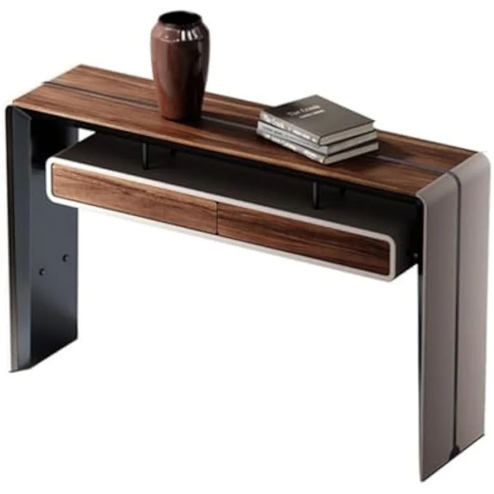 Walnut Hallway Table for Entryway  Sofa Table with Drawers Contemporary Narrow Long Accent Table