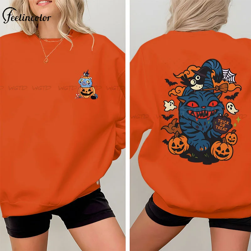 

Halloween Kpop Demon Hunters Orange Tiger Graphic Sweatsrhits Oversized Autumn Winter Pullover Trick or Treat Oversized Hoodie