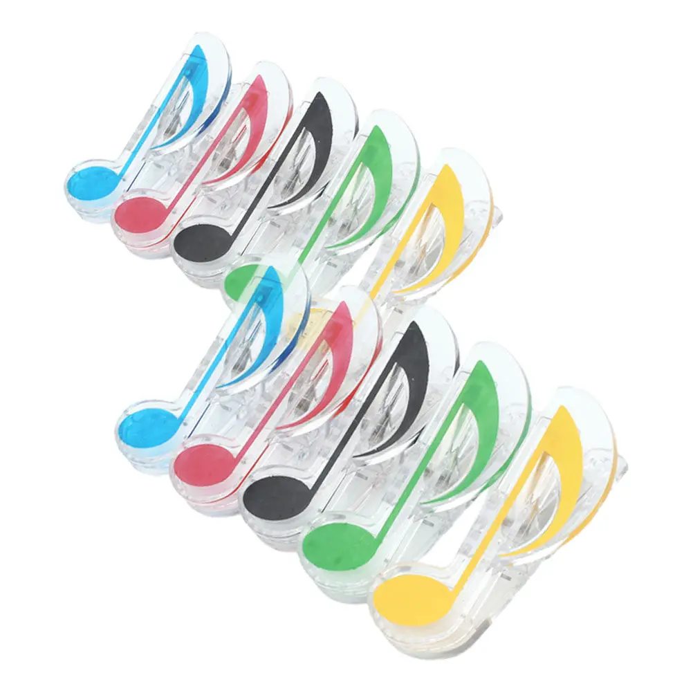 10Pcs Plastic Portable Music Note Sheet Clips Reusable Holder Christmas Stocking Stuffers Colorful Paper Books