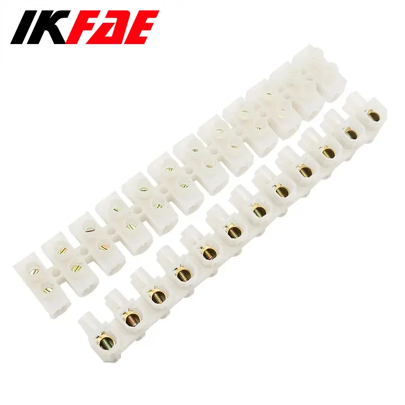 10PCS 5/6A 12 Position U H Type Plastic Barrier Terminal Strip Block Barrier Screw Block Connection Strips For Electrical Wiring