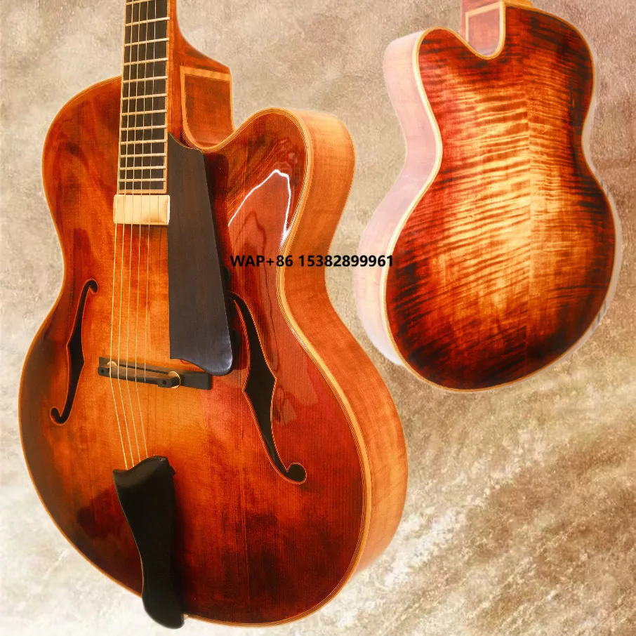 

Yunzhi Luthier Handcrafted 17" Jazz Guitar Archaise Color Spruce Top Ebony Maple Hollow Body Electric Guitar Humbucker/Single