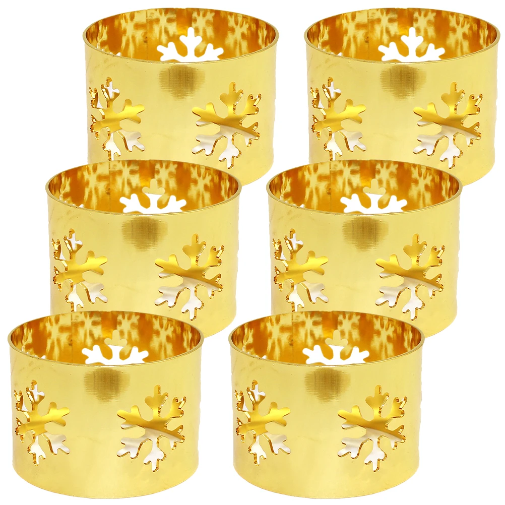 

6 Pcs Snowflake Napkin Rings Elegant Metal Alloy Christmas Fine Buckles Shaped Napkins Table Accessories