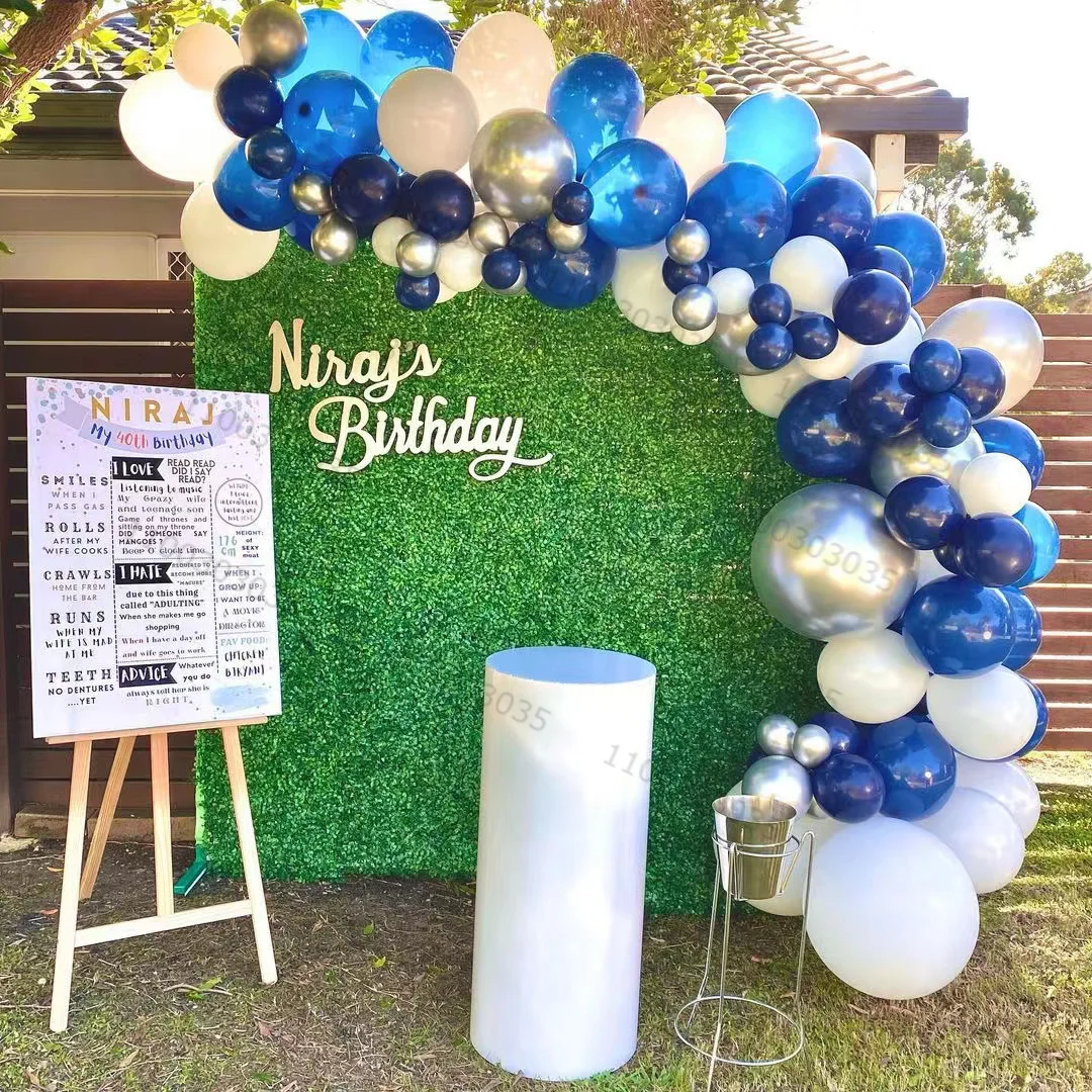 162pcs Navy Blue White Balloons Arch Garland Kit Silver Ballon First Birthday Party Decorations Graduation Wedding Baby Shower