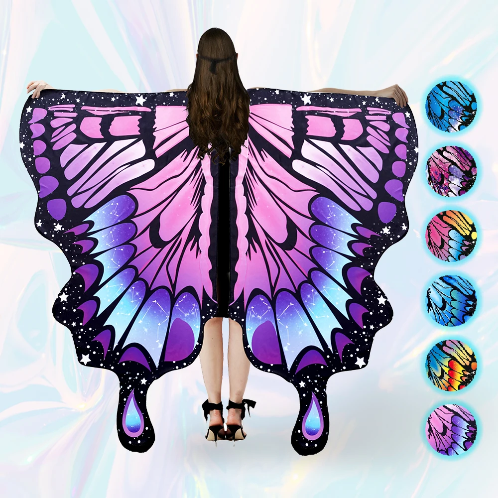 

Butterfly Wings Cloak Stage Dress up Shawl Party Costume Accessories Role Play Accessories Gradient Butterfly Wing Costume Props