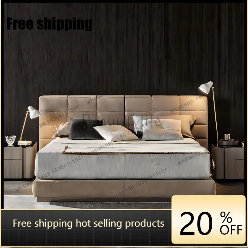 LJY Italian minimalist matte bed bedroom villa large flat floor