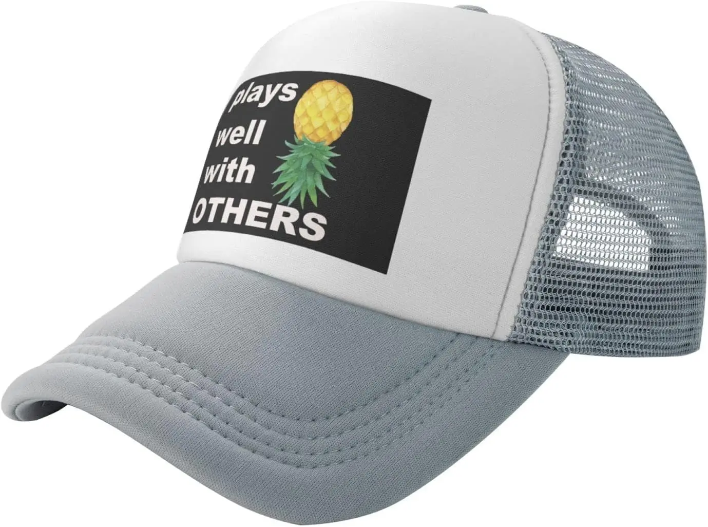 Upside Down Pineapple Play Well with Others Funny Adjustable Baseball Hat Trucker Hats Comfortable ?Summer Outdoor Sun Hat