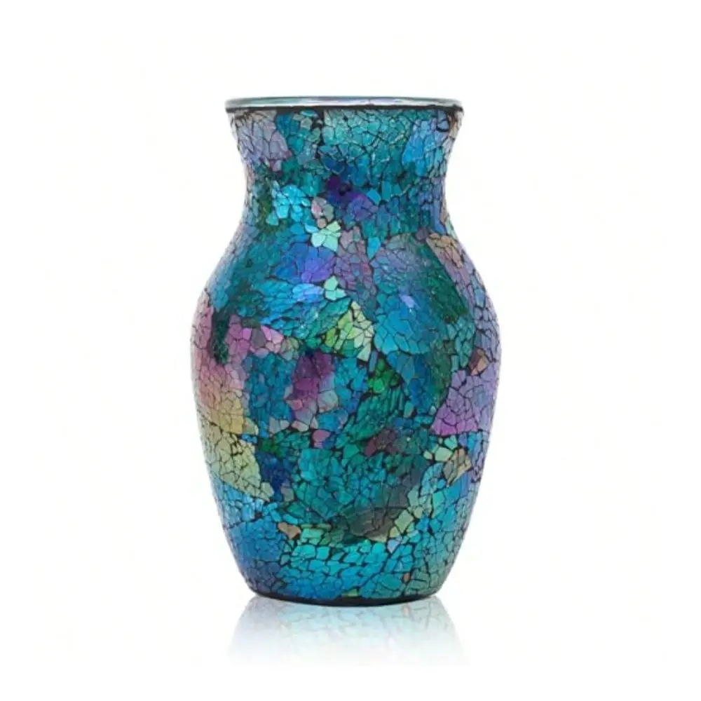 

Glass Vase 8 H Beautiful Mosaic Colorful Blue Vase For Living Room Bedroom Bouquets Dmade Home Dr Colorful Blue