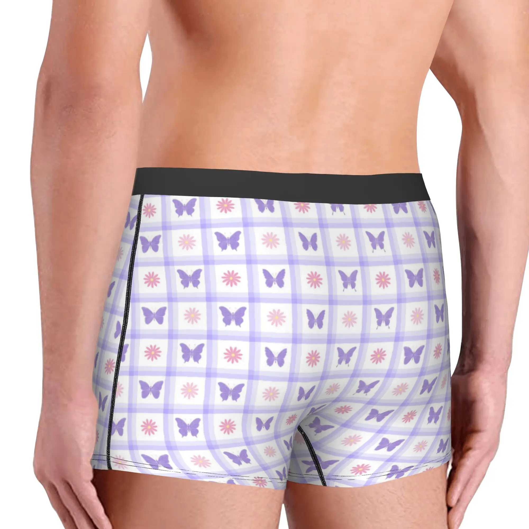 Butterfly Colourful Square Checkered Plaid  Boxers Shorts Mens  Briefs Underwear Fashion Underpants