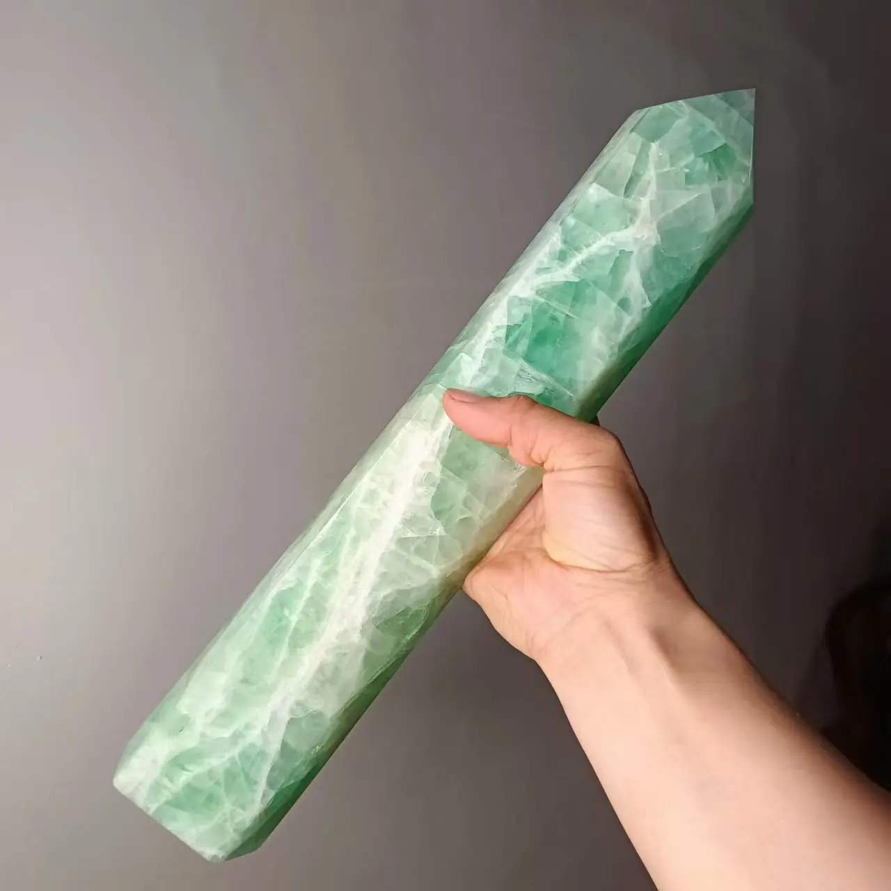 38cm Natural Green Fluorite Obelisk, Crystal Scepter, Quartz, Energy Ore, Healing, One Thing, One Picture