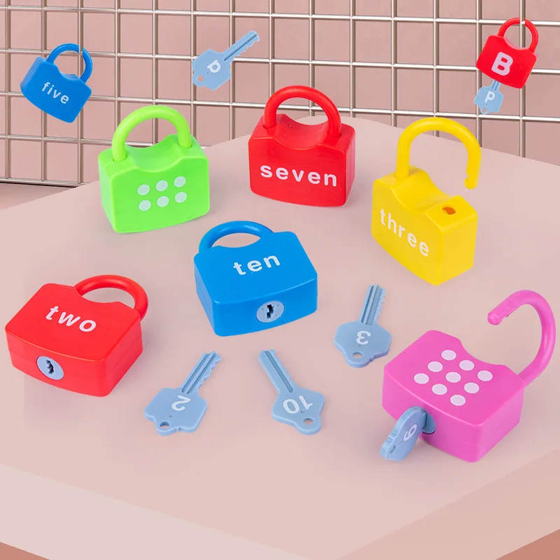 Number Alphabet Matching Learning Locks with Key Unlocking Game Montessori Educational Toy Animal Locks Sensory Toys for Kids