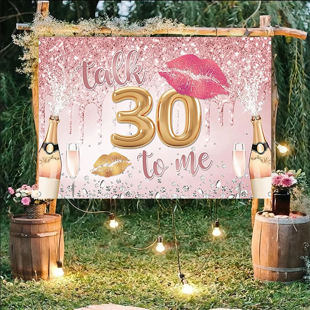 سعيد 30th عيد ميلاد الحديث 30 لي الشفاه طباعة حزب الاحتفال زينة ترحيب راية التصوير الذكرى البوليستر 10x6ft