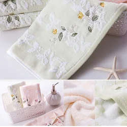 1PC Women and Man Soft Cotton Microfiber Towel Bathhouse Shower Cap Dry Hair Head Fast Drying With Flower Embroidered Patterned