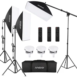 Andoer Studio Photography Light Kit Softbox Lighting Set with 85W LED Light for Studio Portrait Product Photo Video Photography