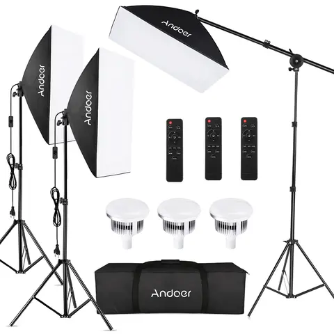 Andoer estúdio fotografia kit de luz softbox conjunto iluminação com 85w luz led para estúdio retrato produto foto vídeo fotografia