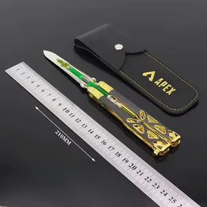 Game Knife Peripheral Butterfly with Leather Sheath for Boys, Cosplay Liquid Apex, Peripheral, Metal Trim, 21cm 10 Main Sales Butterfly Table Tennis - №5