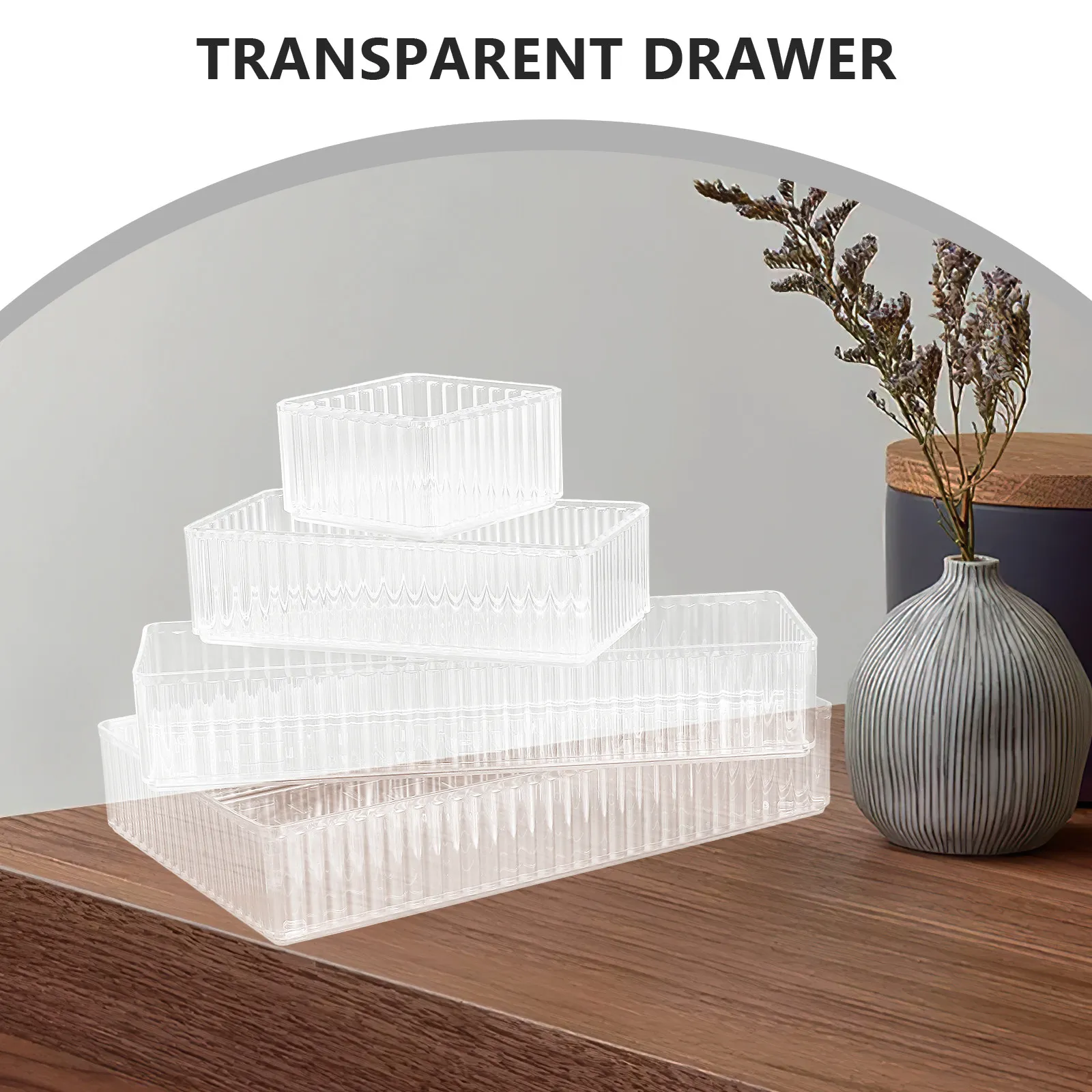 18Pcs Stackable Clear Acrylic Drawer Organizers Transparent Storage Bins with Rounded Edges for Office Desk Home Craft Room
