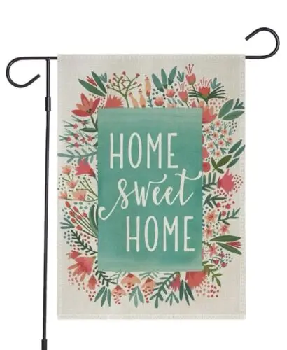 Floral Home Sweet Home Spring Burlap Garden Flag 12.5