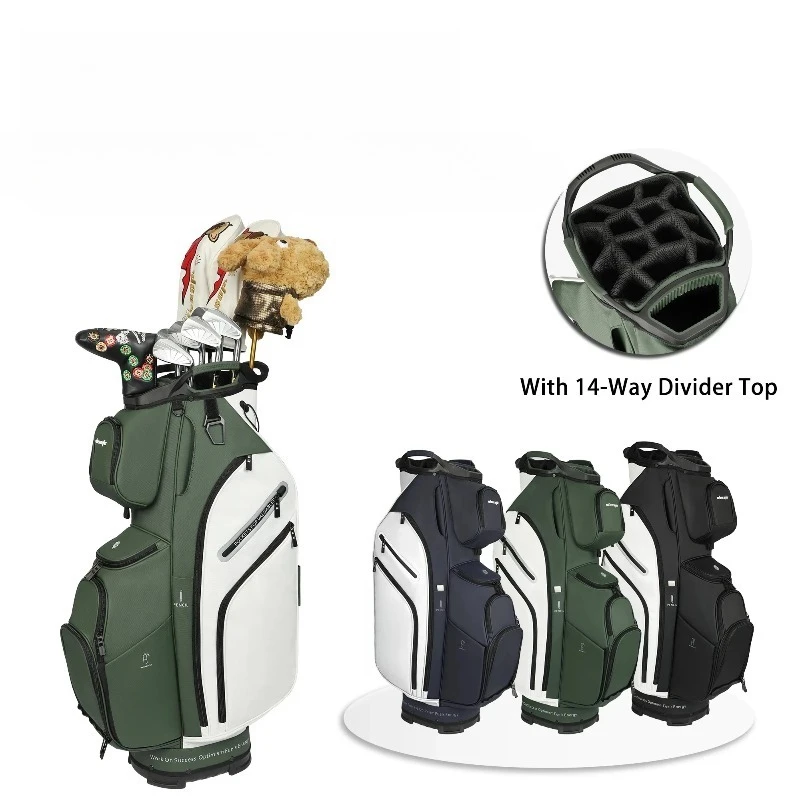 Men Women 14-Way Golf Cart Bag Waterproof Nylon PU Leather Wosofe Custom Logo Wholesale Golf Bag