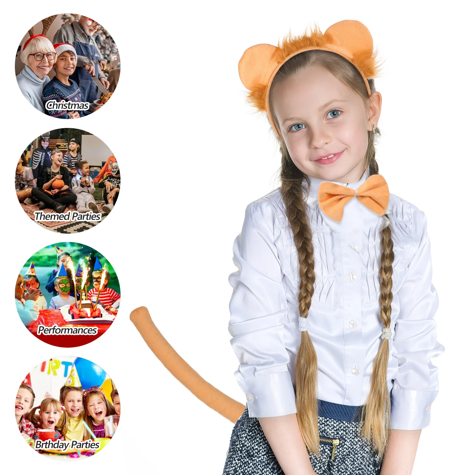 

Lion Headband Set Animal Ears Bowtie Halloween Gloves Women Party Supplies Lion Headband Cosplay Costume Accessories
