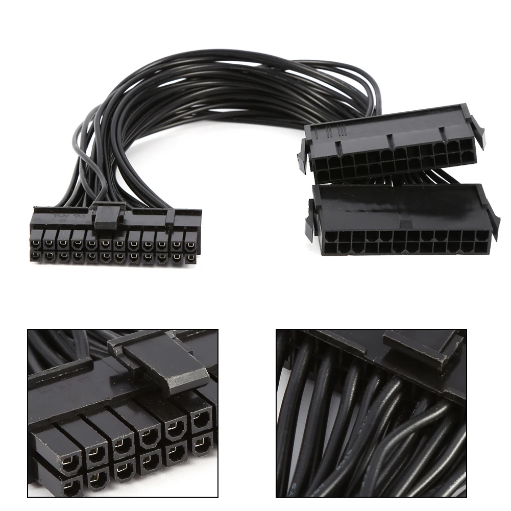 24-poliges Dual-Netzteil, synchrones Startkabel, Dual-Netzteil-Adapter, ATX-Stromkabel-Anschluss, geeignet für den Bergbau, 30 cm