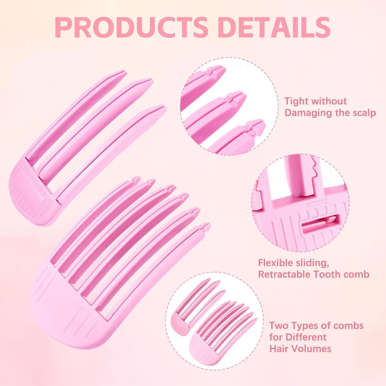 2PCS Hair Volume Clip for Fluffy Bangs, Easy High Crown Volume Comb for Women, Volumizing Hair Clips Instant No-Trace Hair Root