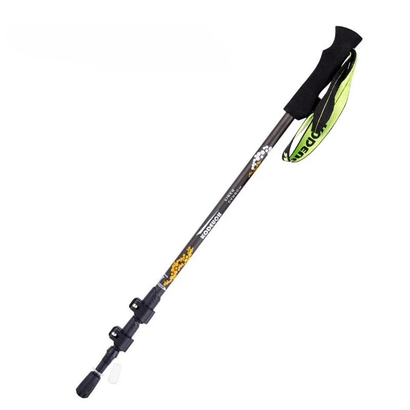 

Trekking pole Carbon fiber outdoor retractable trekking pole three straight handle outside lock folding trekking pole