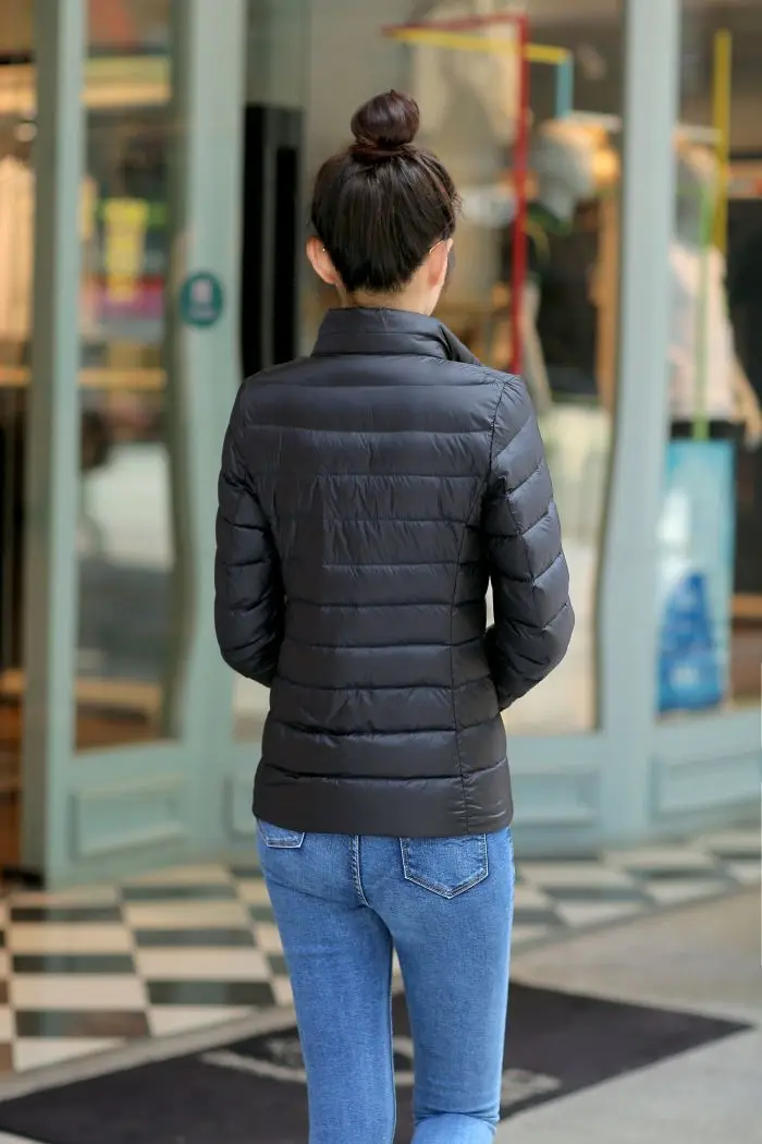 M-8XL White Duck Down Jacket for Women Winter Warm Down Coat Light Weight 2023 New Stand Collar Pocket Zipper Casual Outerwear