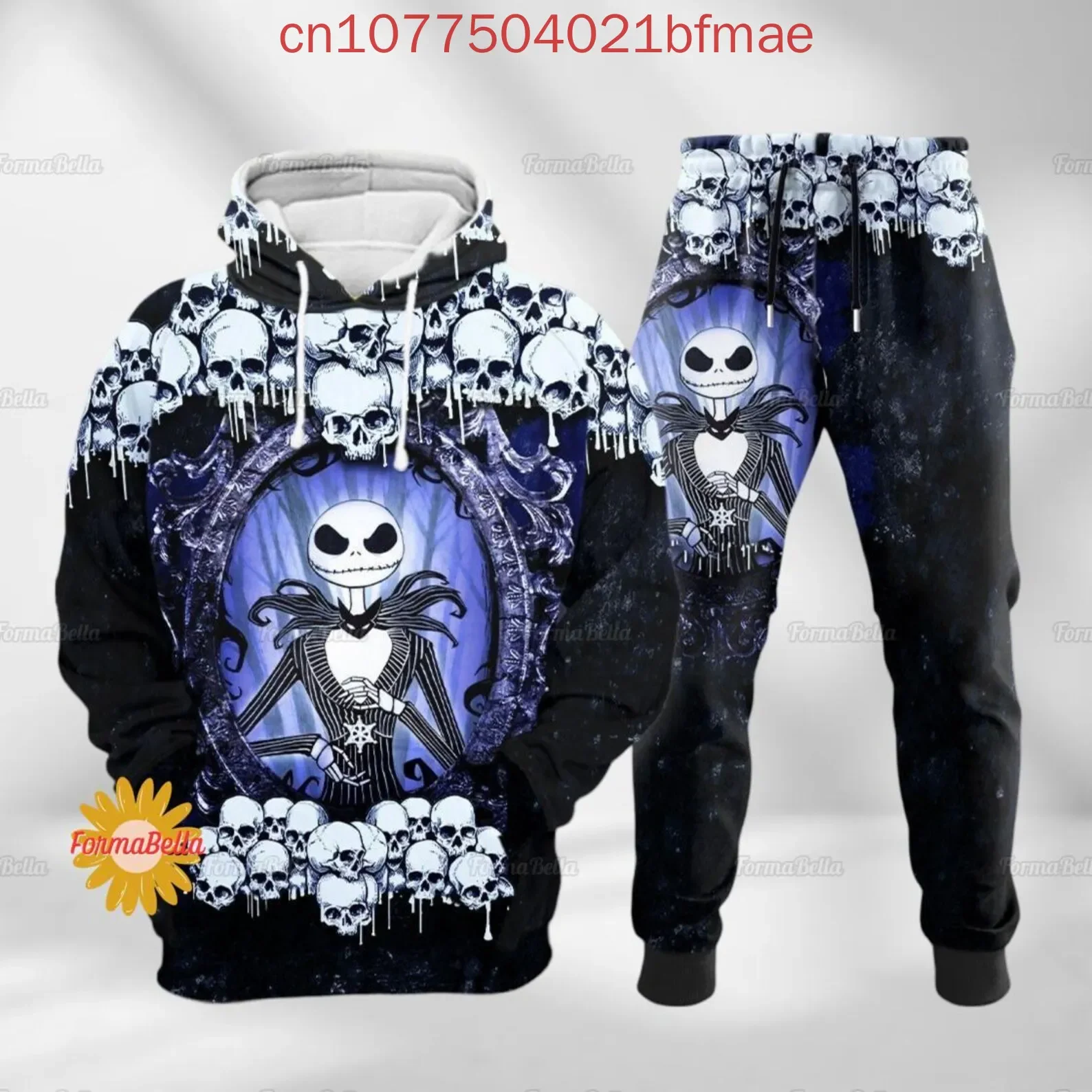 ديزني الكابوس قبل عيد الميلاد زي تأثيري 3D هوديي جاك Skellington زي هوديي وسراويل عداء ببطء مجموعات #1