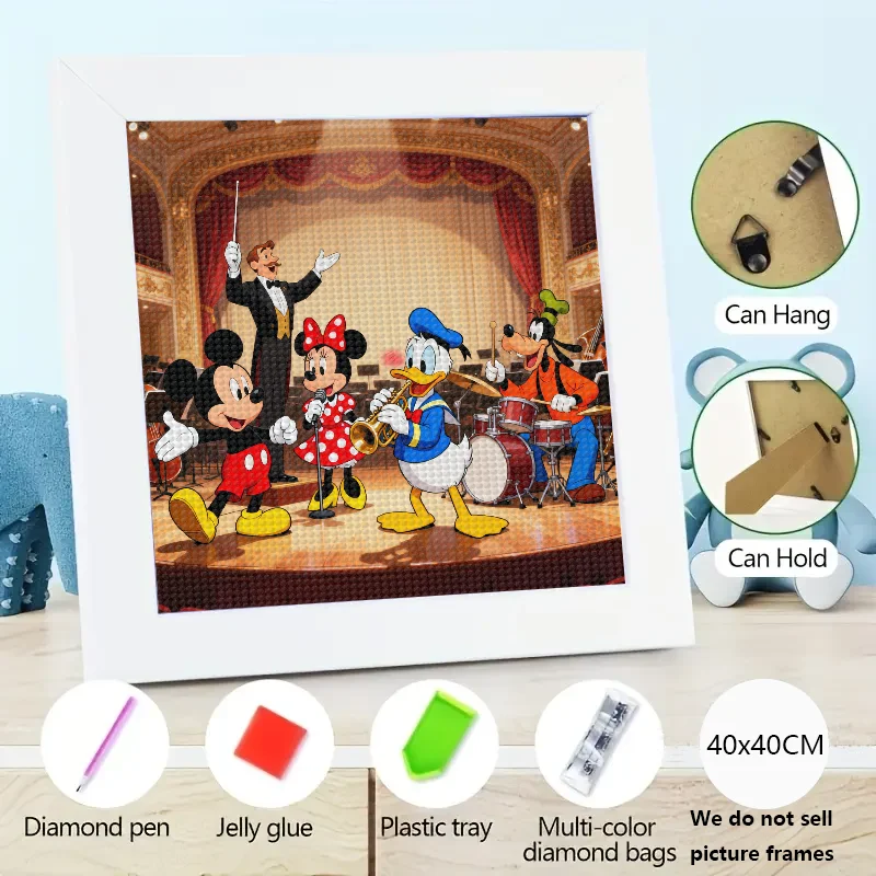 

1PC 5D DIY Diamond Painting Kit Full Drill Disney Mickey Mouse Minnie Mouse Donald Duck Goofy Conductor Orchestra Music Concert