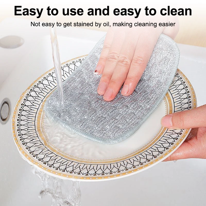 مسح الخرق أسلاك الفولاذ غسل القماش ستوكات أطباق غير عصا النفط المطبخ تنظيف الملابس مزدوجة الجانب قابلة لإعادة الاستخدام منشفة #4