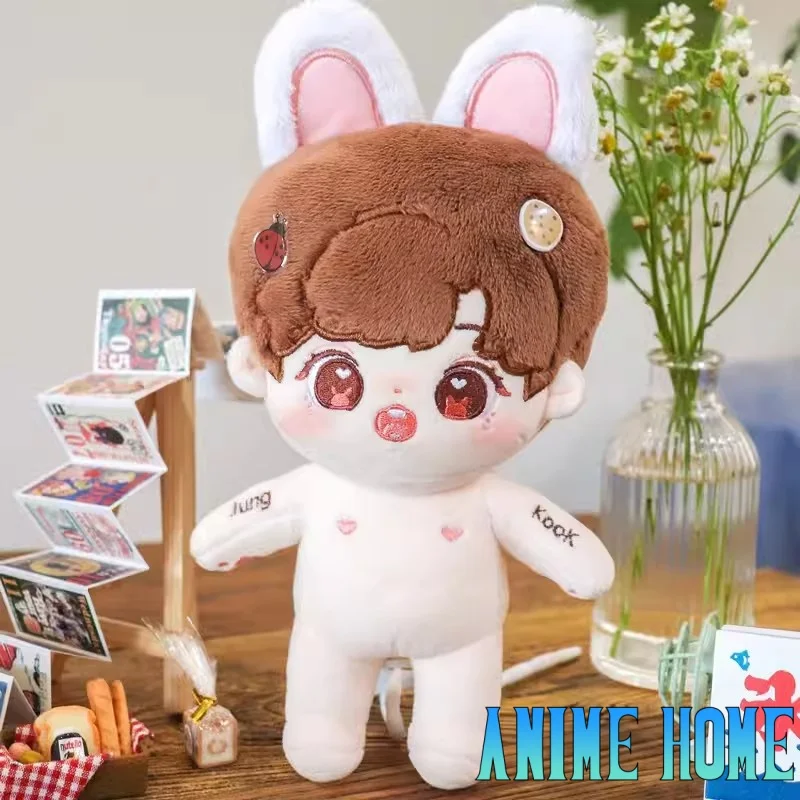 Original Kpop Star JungKook Rabbit Ear 20cm Doll Toy Body Plushie Stuffed Cosplay Kids Gift Cute