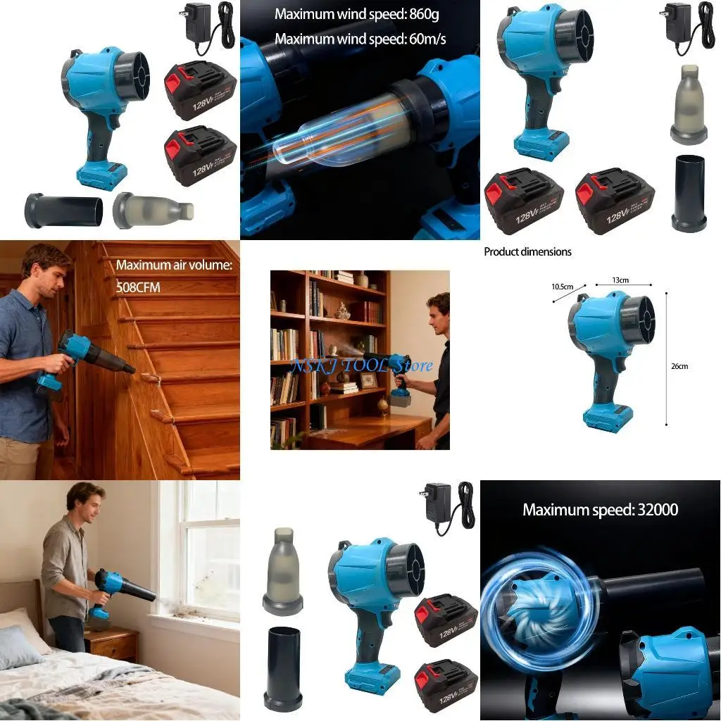 

L8RC Battery Operated Yard Blower And maintenance worker 32000 Spins 2 Batteries Included Lightweight For Outside Cleaning