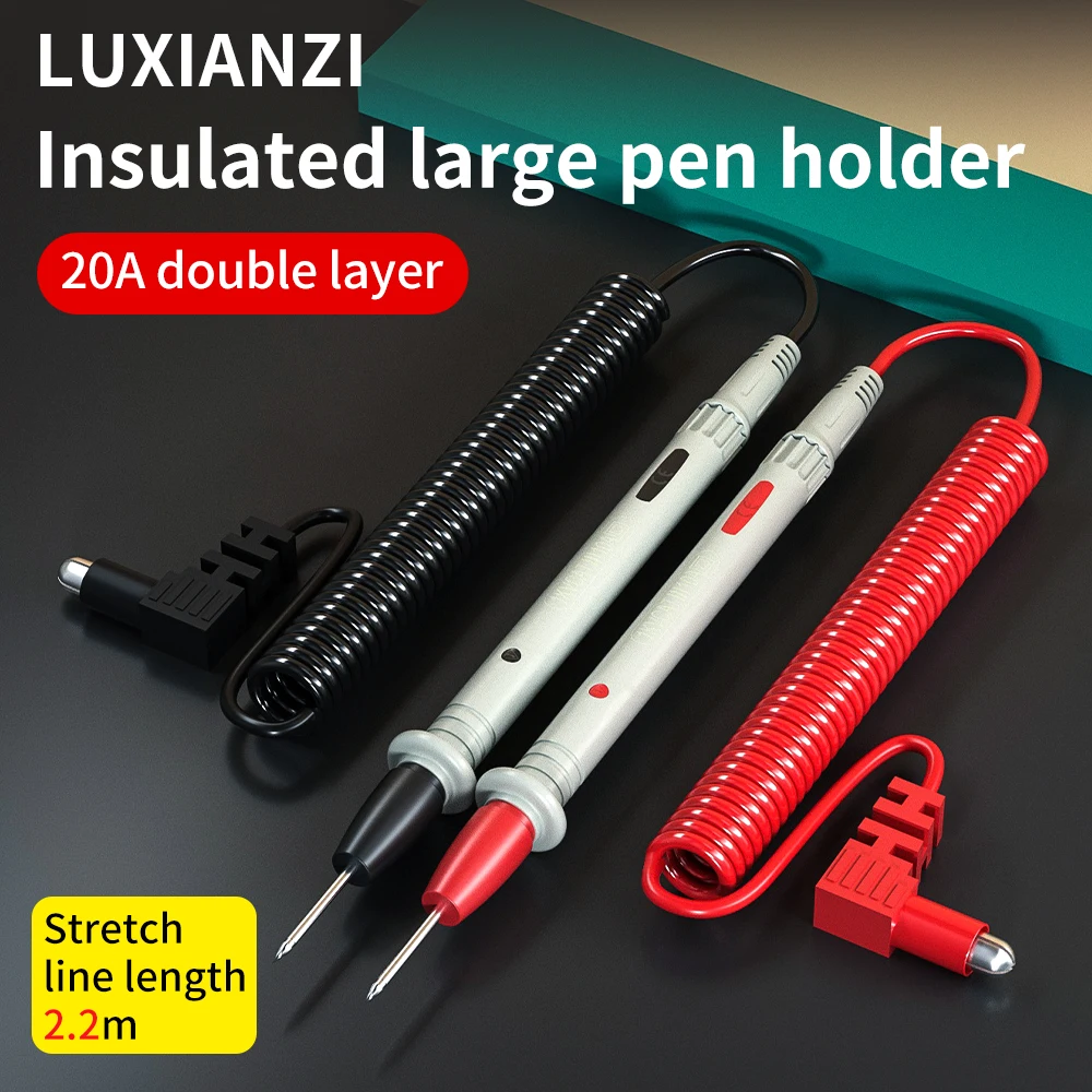 LUXIANZI Multimeter Test Leads Scalable 2.2M Silicone Cable Wire With Crocodile Clips Universal Measuring Meter Probe Pen